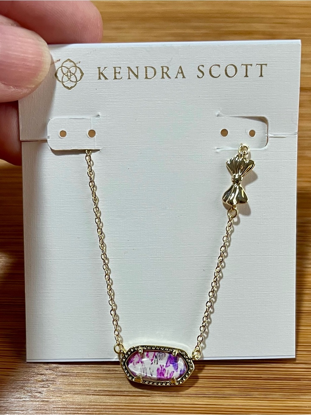 LoveShackFancy x Kendra Scott purple & pink Elisa Necklace Bow Love Shack Fancy